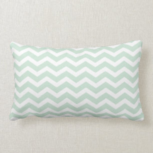 Mint Green White Chevron Pattern Lumbar Pillow