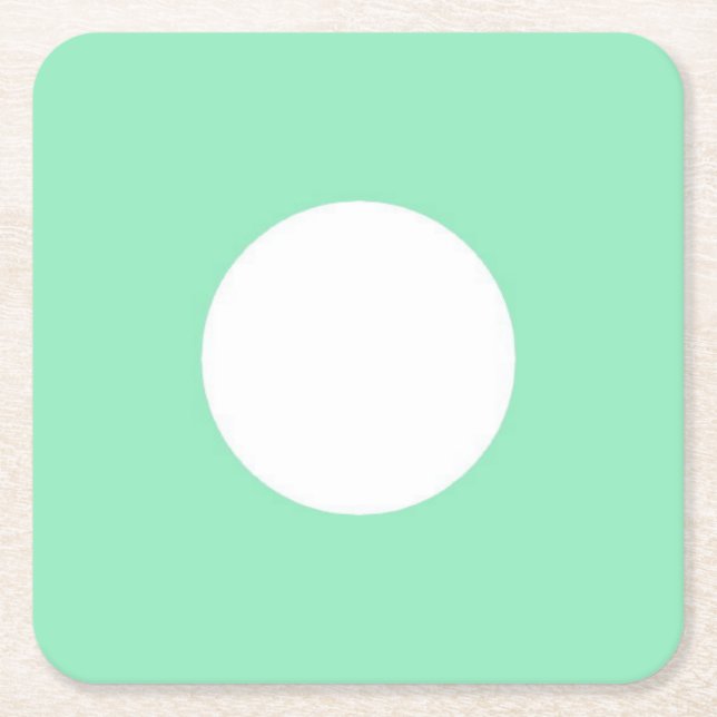 Mint Green White Dot Modern Elegant Blank Template Square Paper Coaster (Front)