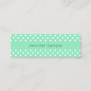 Mint Green White Dots Modern Elegant Template Mini Business Card