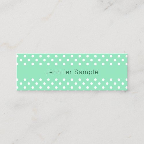 Mint Green White Dots Modern Elegant Template Mini Business Card