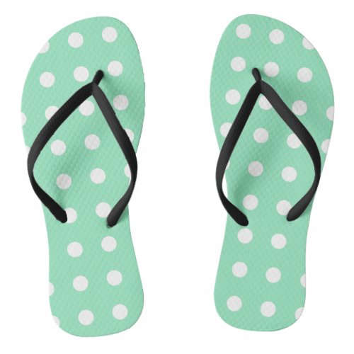 Mint Green White Dots Modern Trendy Template Flip Flops