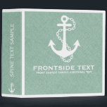 Mint-Green & White Faux Linen With Withe Anchor 3 Ring Binder<br><div class="desc">Elegant simple mint-green faux linen texture look with white border and  white nautical anchor. Customizable text in suggested white color. Anchor and font size is changeable. If you need any help customizing any of my designs,  contact ArtOnWear designer. Free text formatting with live help available by request.</div>