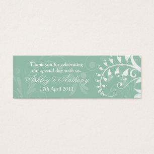 Mint Green White Floral Wedding Favour Tags