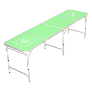 Mint Green White Framed Initial Monogram Beer Pong Table