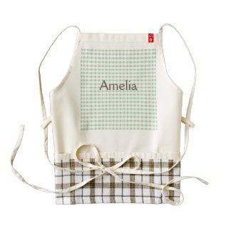 mint green,white,gingham,floral,country chic,girly zazzle HEART apron