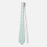 Mint Green White Gingham Pattern Tie at Zazzle