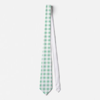 Mint Green White Gingham Pattern Tie by GraphicsByMimi at Zazzle