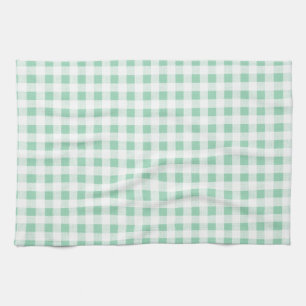 Mint Green White Gingham Pattern Towel
