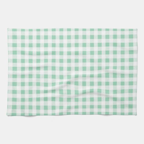 Mint Green White Gingham Pattern Towel