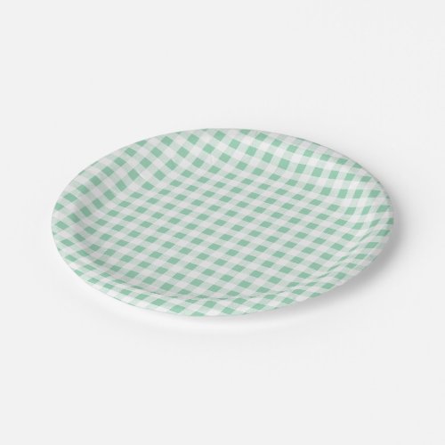 Mint Green White Gingham PatternMint Green Paper Plates