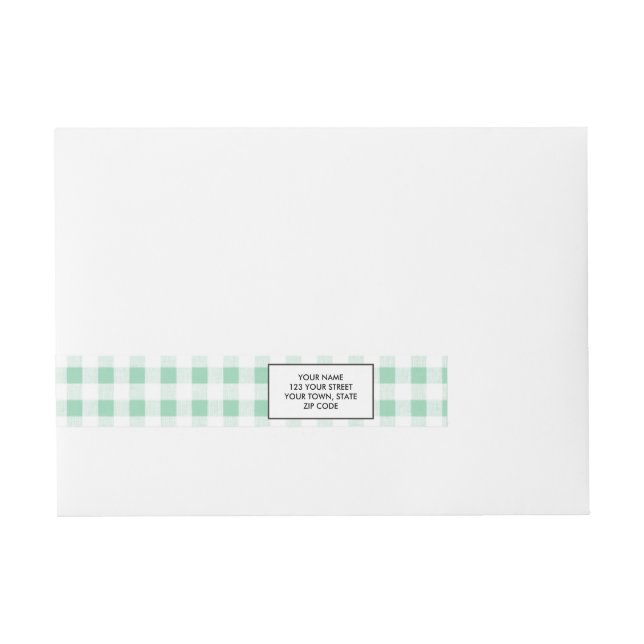 Mint Green White Gingham PatternMint Green Wrap Around Address Label (Front)