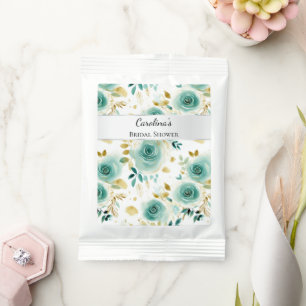 Mint Green White Gold Rose Floral Bridal Shower Margarita Drink Mix