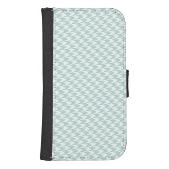 Mint Green & White Houndstooth Samsung Wallet Case by EnduringMoments at Zazzle