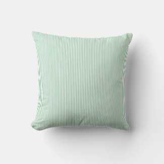 Mint Green White Pin Stripe Outdoor Pillow 16x16