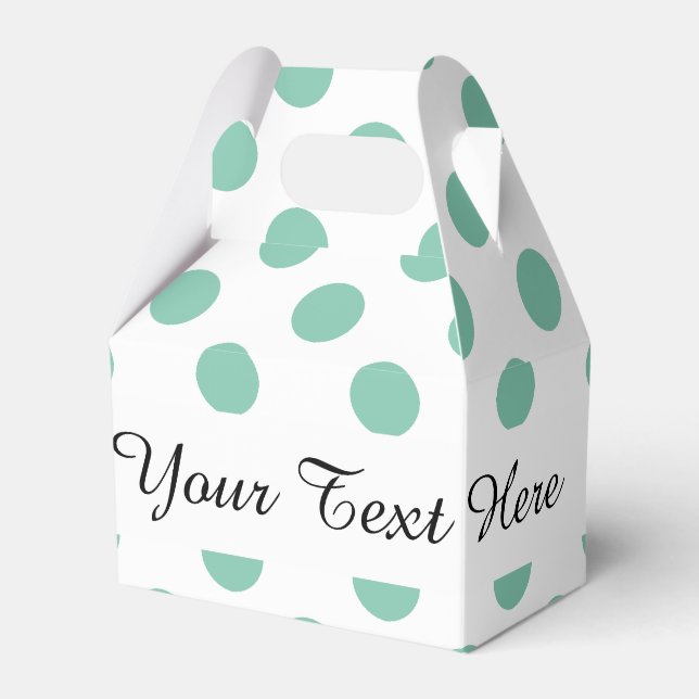 Mint Green White Polka Dots Pattern Favor Boxes (Front Side)