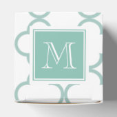 Mint Green, White Quatrefoil | Your Monogram Favor Boxes (Top)