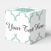 Mint Green, White Quatrefoil | Your Monogram Favor Boxes (Back Side)