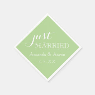 Mint Green White Simple Classic Just Married Napkins