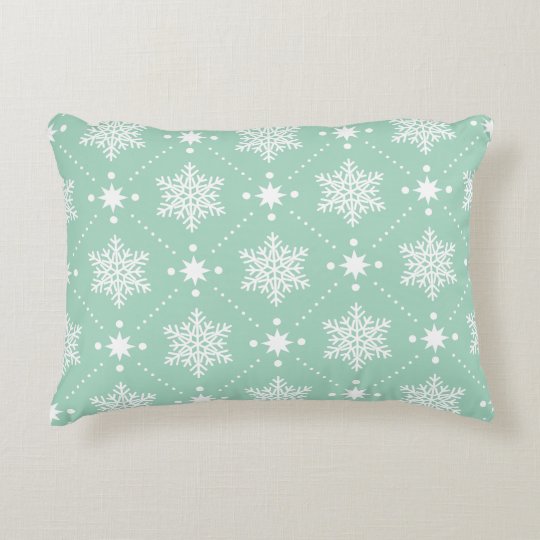 Mint Green White Snowflakes Christmas Pattern Decorative ...