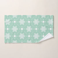 White Snowflake on Dark Green Kitchen Towel, Zazzle