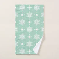 White Snowflake on Dark Green Kitchen Towel, Zazzle