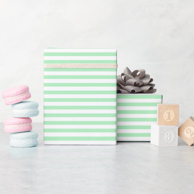Mint Green | White Stripe Wrapping Paper (Baby Shower)
