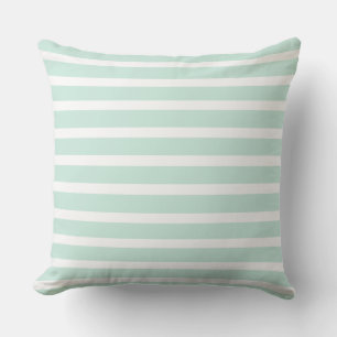 Mint Green & White Striped Lines, Beautiful Summer Throw Pillow