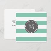Mint Green White Stripes Pattern, Charcoal Monogra (Front/Back)