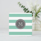 Mint Green White Stripes Pattern, Charcoal Monogra (Standing Front)