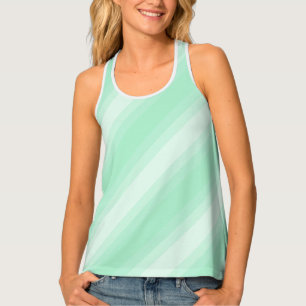 Mint Green White Stripes Template Women's Modern Tank Top
