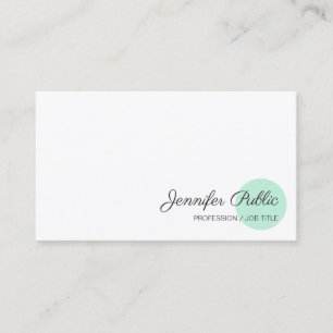 Mint Green White Template Modern Handwriting Business Card