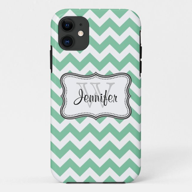 Mint Green & White Trendy chevron pattern iPhone 5 Case-Mate iPhone Case (Back)