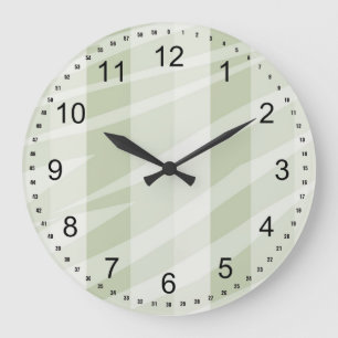 Mint Green White Zebra Stripes Large Clock