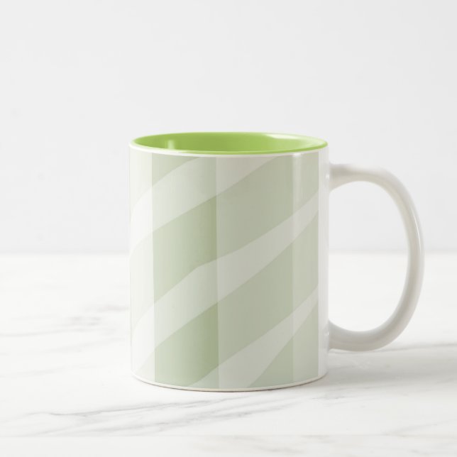 Mint Green White Zebra Stripes Two-Tone Coffee Mug (Right)