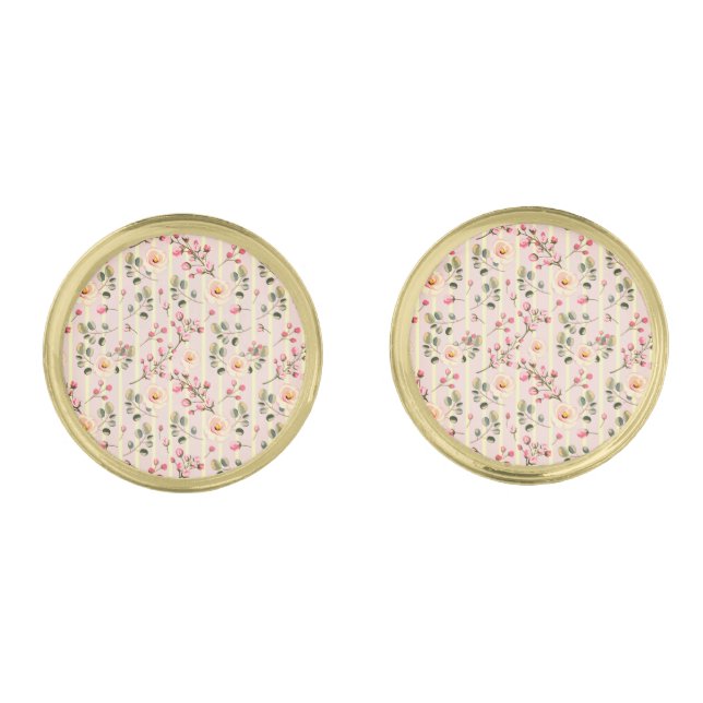Mint Green Wildflower Cufflinks (Front)