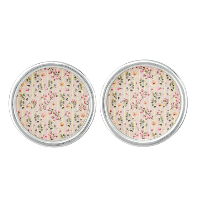 Mint Green Wildflower Cufflinks (Front)
