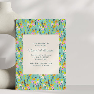 Mint Green Wildflower Garden Bridal Shower Brunch Invitation
