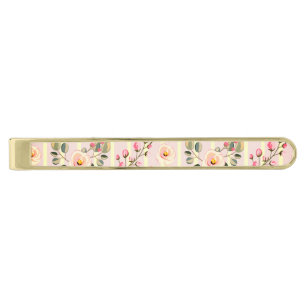 Mint Green Wildflower Gold Finish Tie Bar