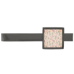 Mint Green Wildflower Gunmetal Finish Tie Bar
