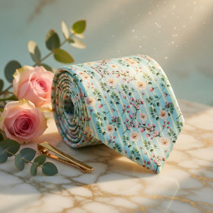 Mint Green Wildflower Neck Tie