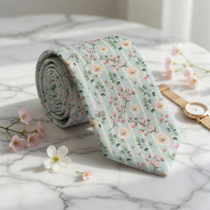 Mint Green Wildflower Neck Tie