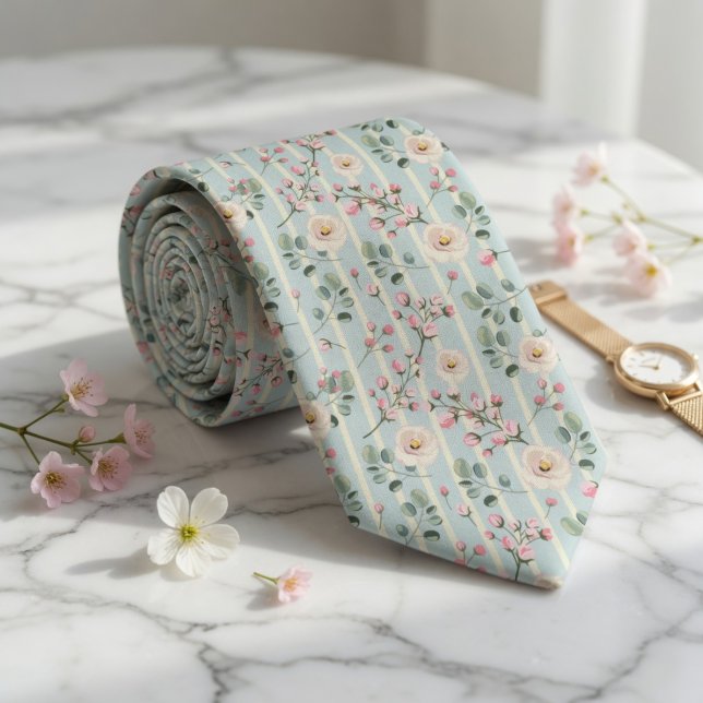 Mint Green Wildflower Neck Tie (Creator Uploaded)