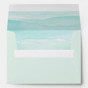 Mint Green with Blue Watercolor Brushstrokes Envelope