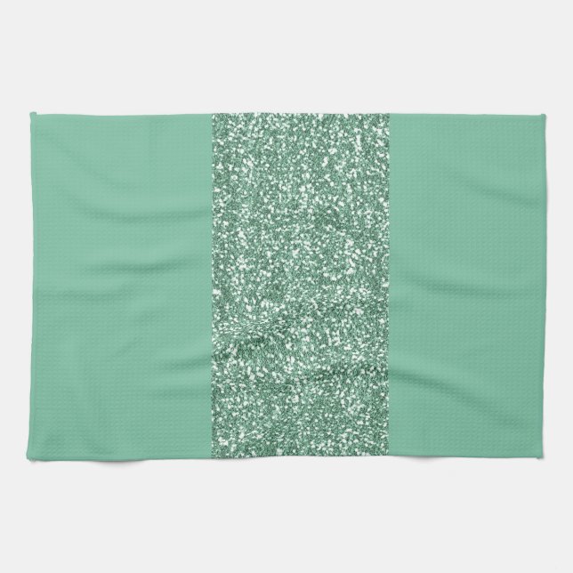 Mint Green with faux glitter Kitchen Towel (Horizontal)