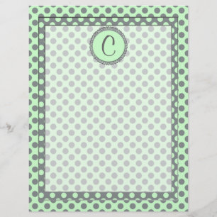 Mint Green with Gray Polka Dots-Monogram STaylor