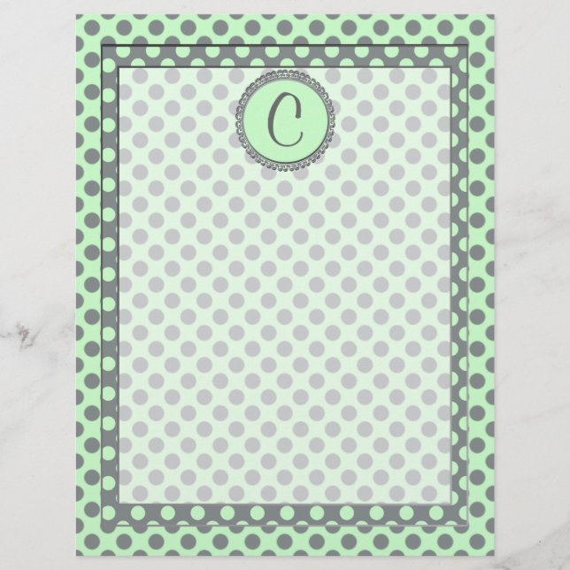 Mint Green with Gray Polka Dots-Monogram STaylor (Front)