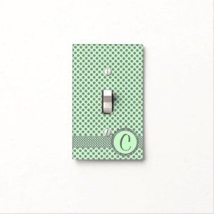 Mint Green with Grey Polka Dots-Monogram STaylor Light Switch Cover