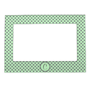 Mint Green With Grey Polka Dots-Monogram STaylor Magnetic Frame
