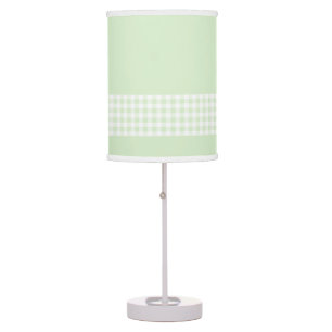 Mint Green with Mint & White Gingham Check Band Table Lamp