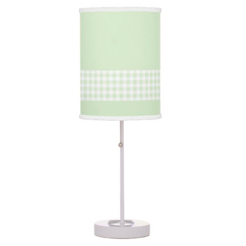 Mint Green with Mint  White Gingham Check Band Table Lamp
